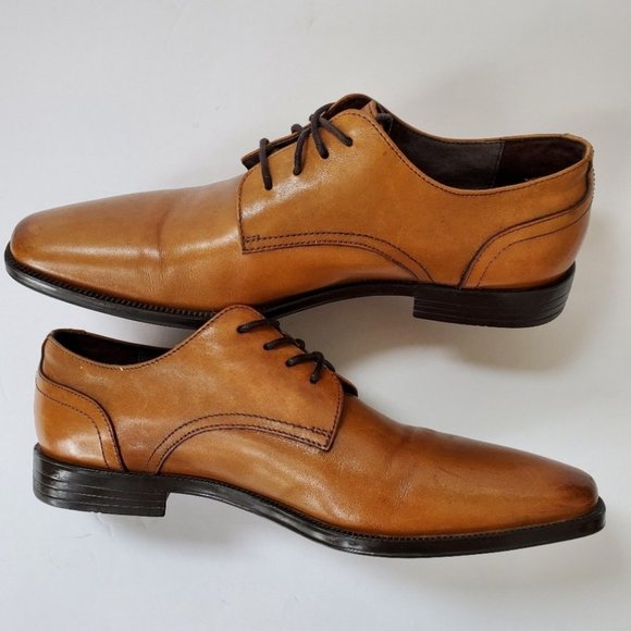 Joseph Abboud plain toe tan leather oxfords main image 6
